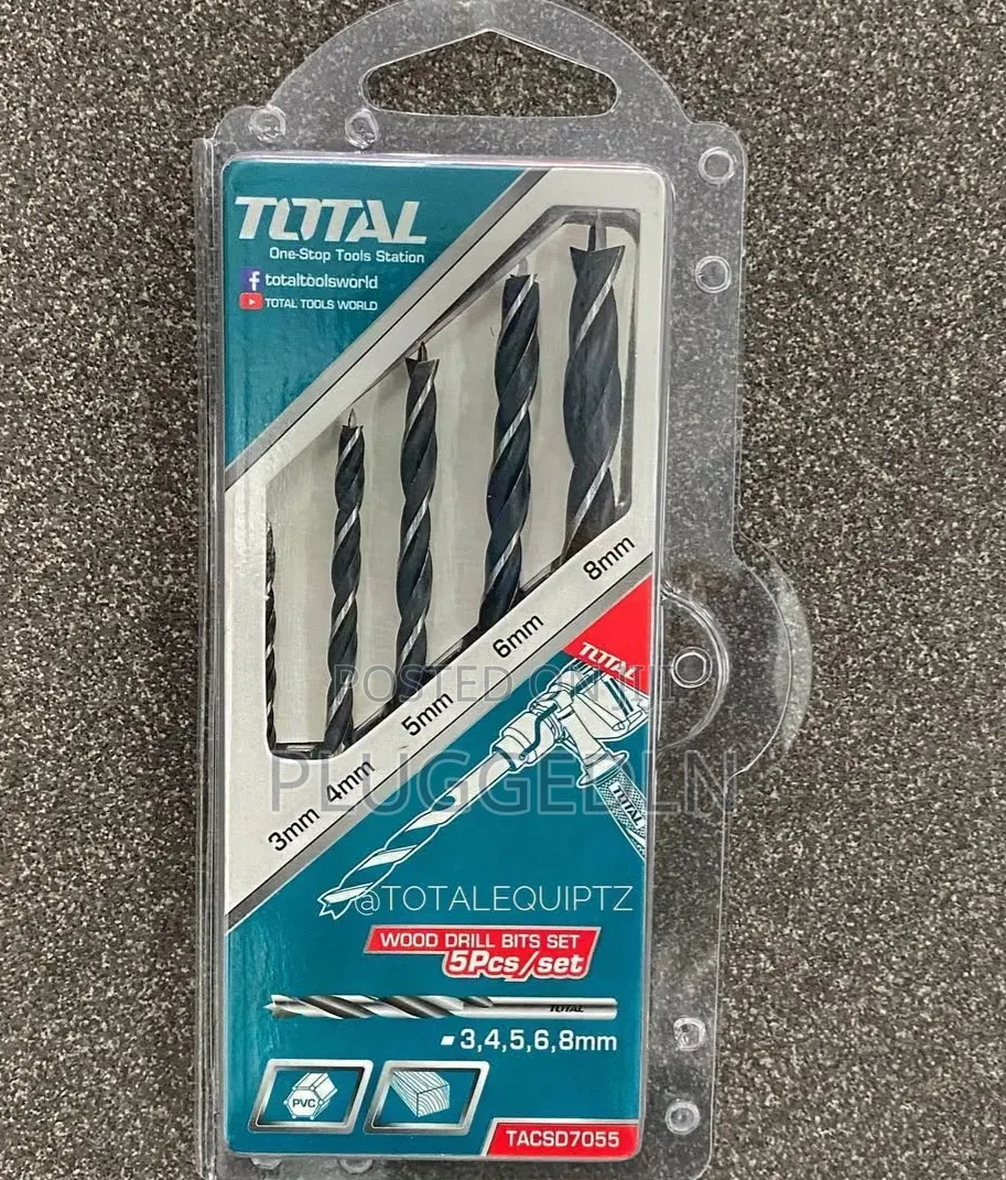 Total 5pcs Wood Drill Bits Set
