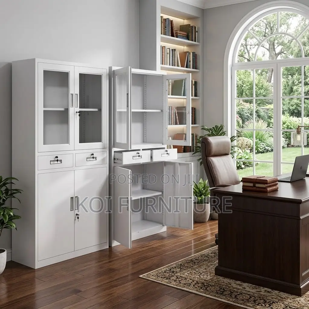Office Cabinet; Two Doors Steel Gray Office Storage Cabinets