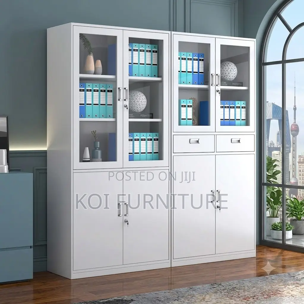 Office Cabinet; Two Doors Steel Gray Office Storage Cabinets