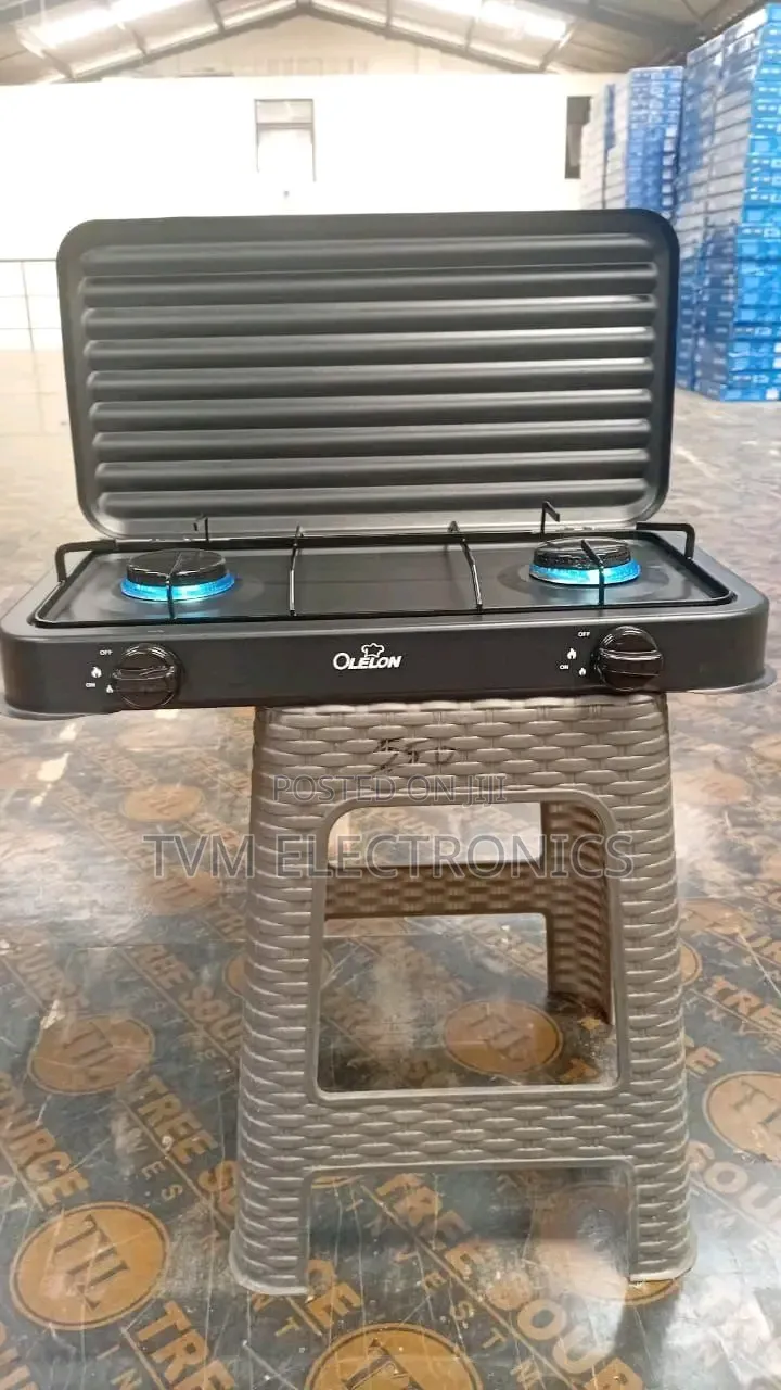 Olelon 2 Burner Gas Stove Cooker With Cover Lid