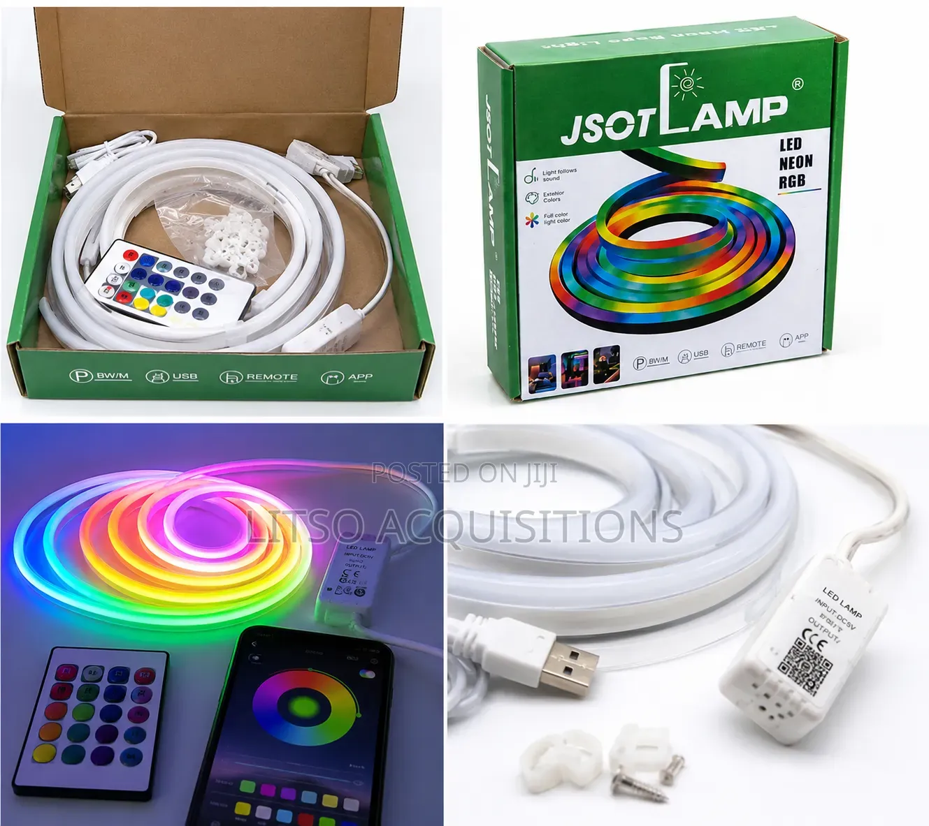 RGB Led Neon Strip Lights With Remote, App Music Sync