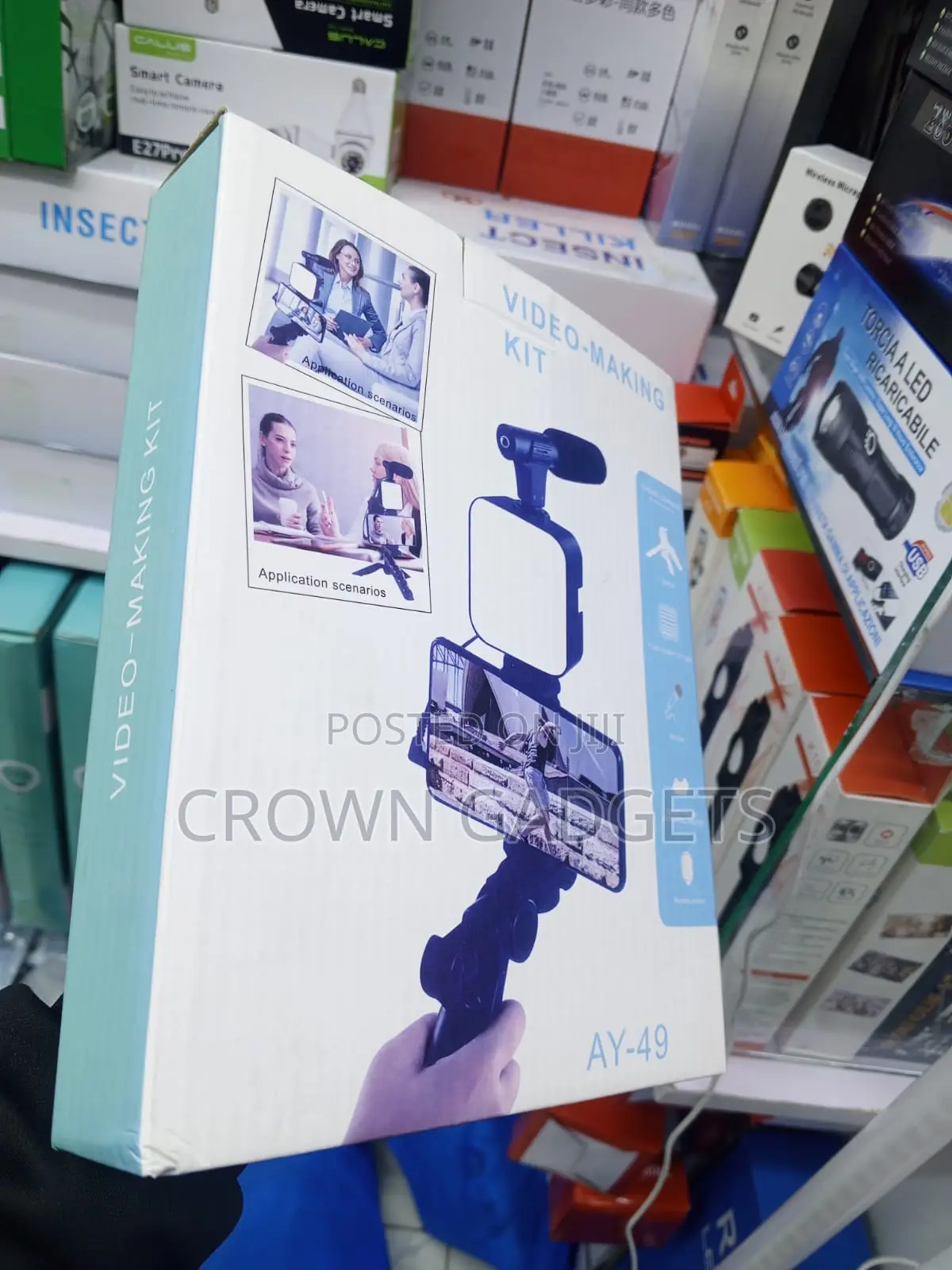 Ay-49 Vlogging Kit With Led Light Microphone and Tripod