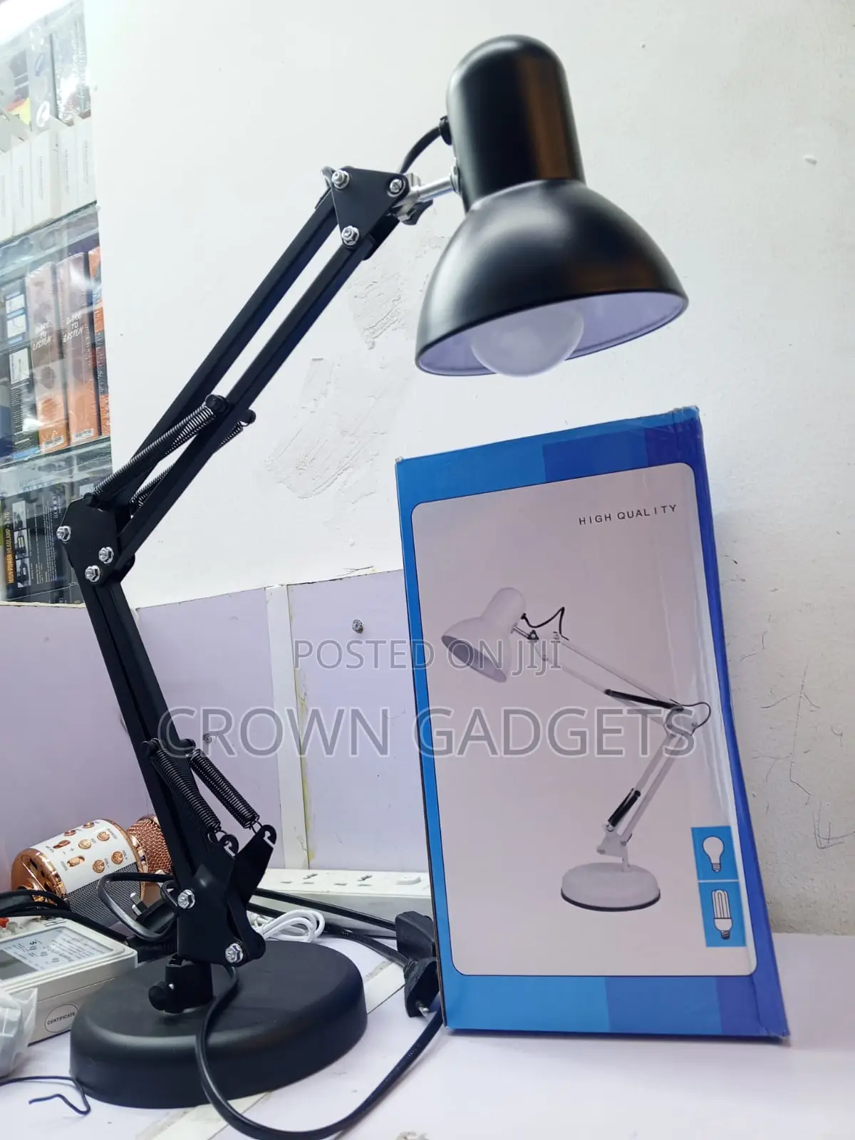 Black Swing Arm Table Lamp for Students and Professionals