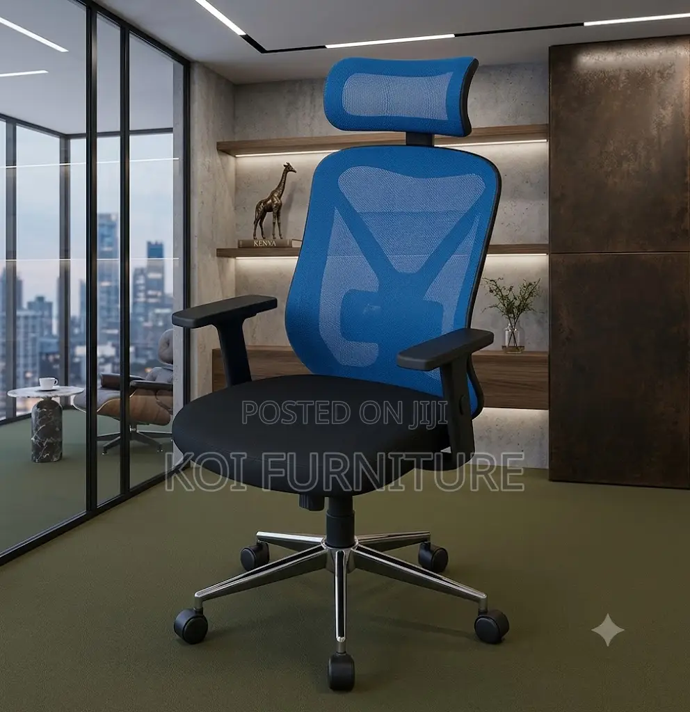 Office Chairs; High Ergonomic Chair With Blue Backrest