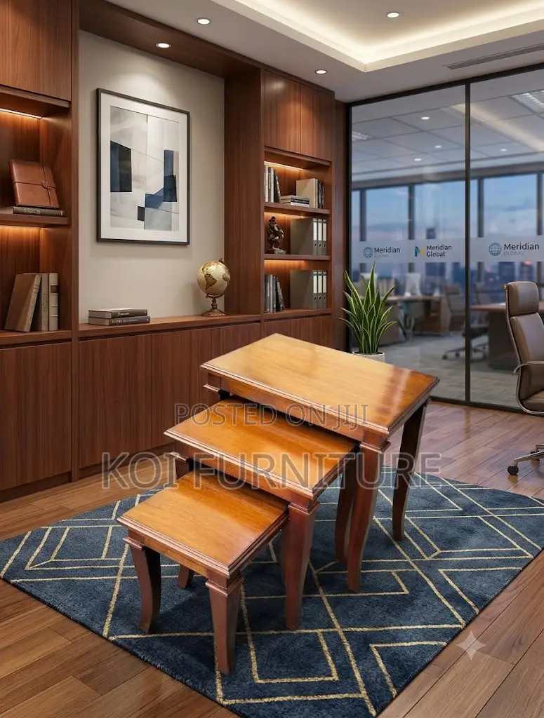 Coffee Table; Triplets Mahgany Executive Home Office Coffee Table