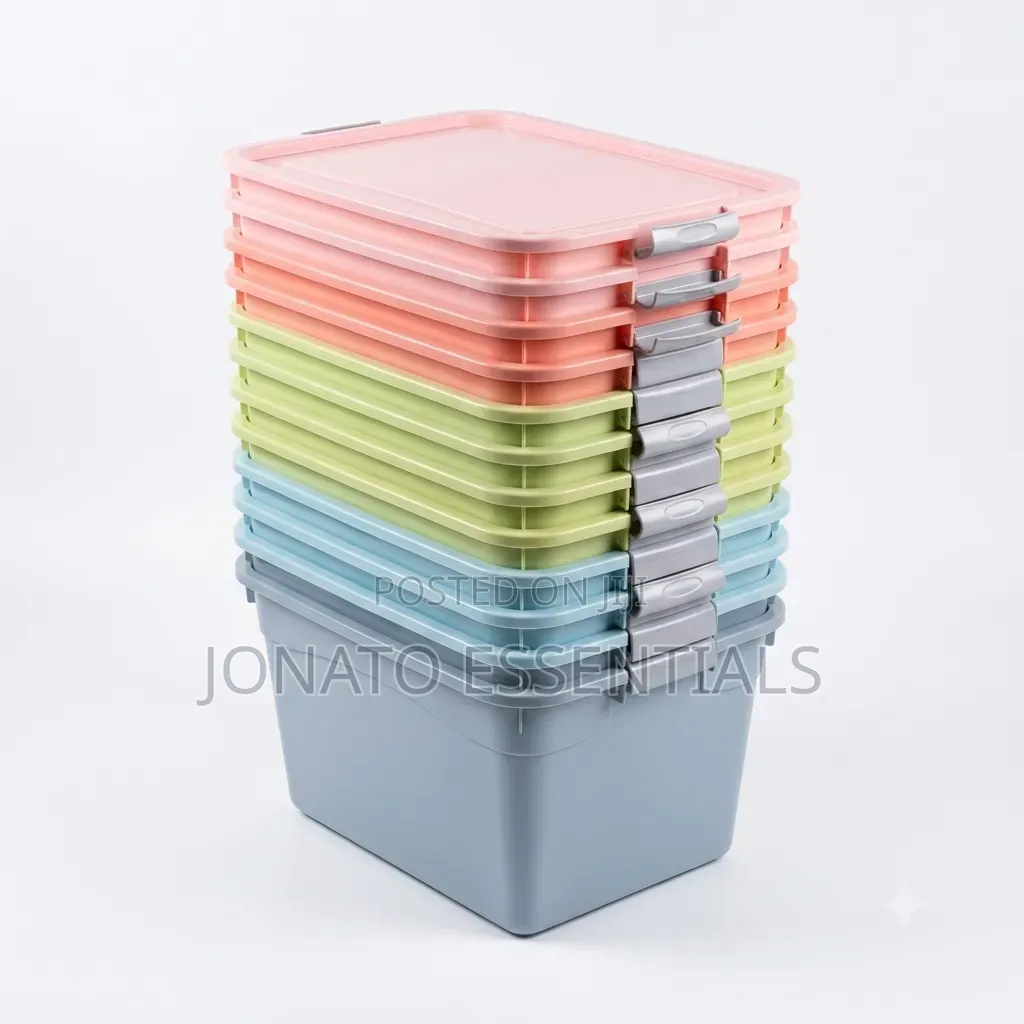 70l Plastic Storage Box With Lid Stackable Organizer