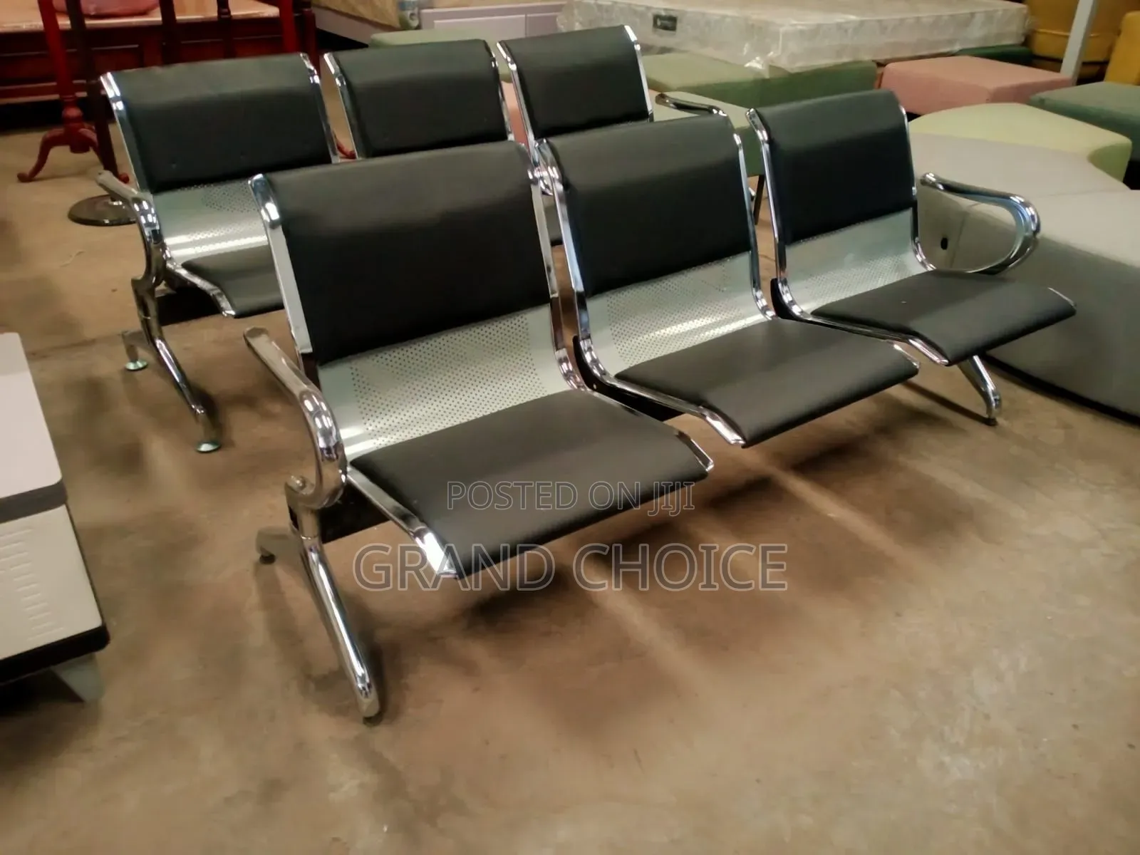 3 Seater Leather Waiting Bench