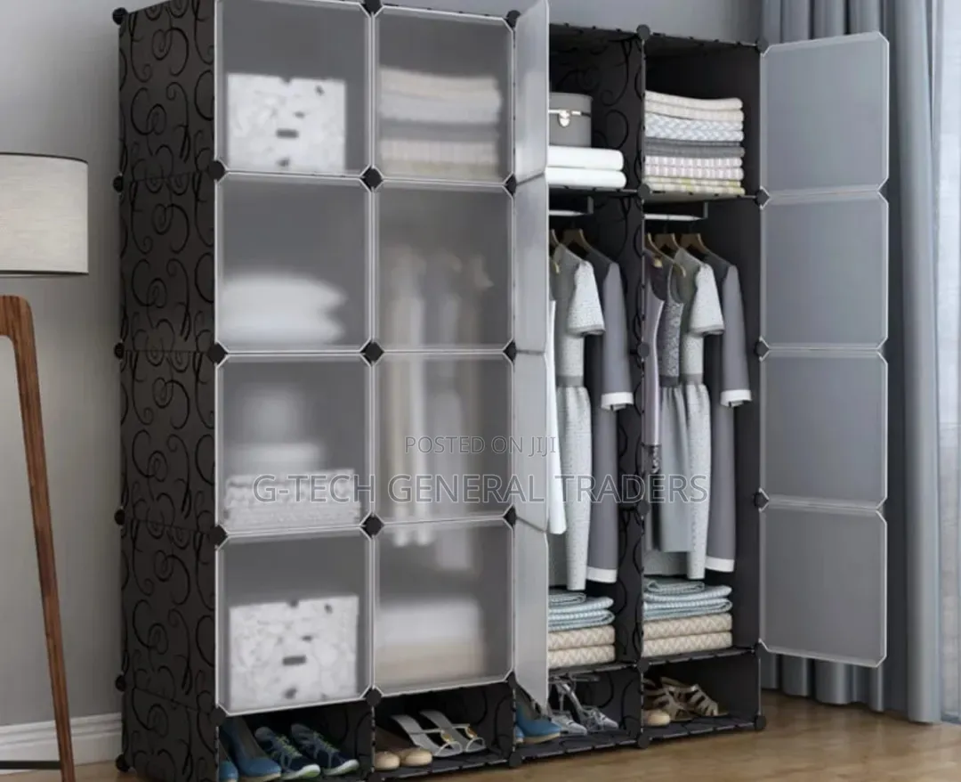 Portable 4- Column Plastic Wardrobes Available in Different Colours