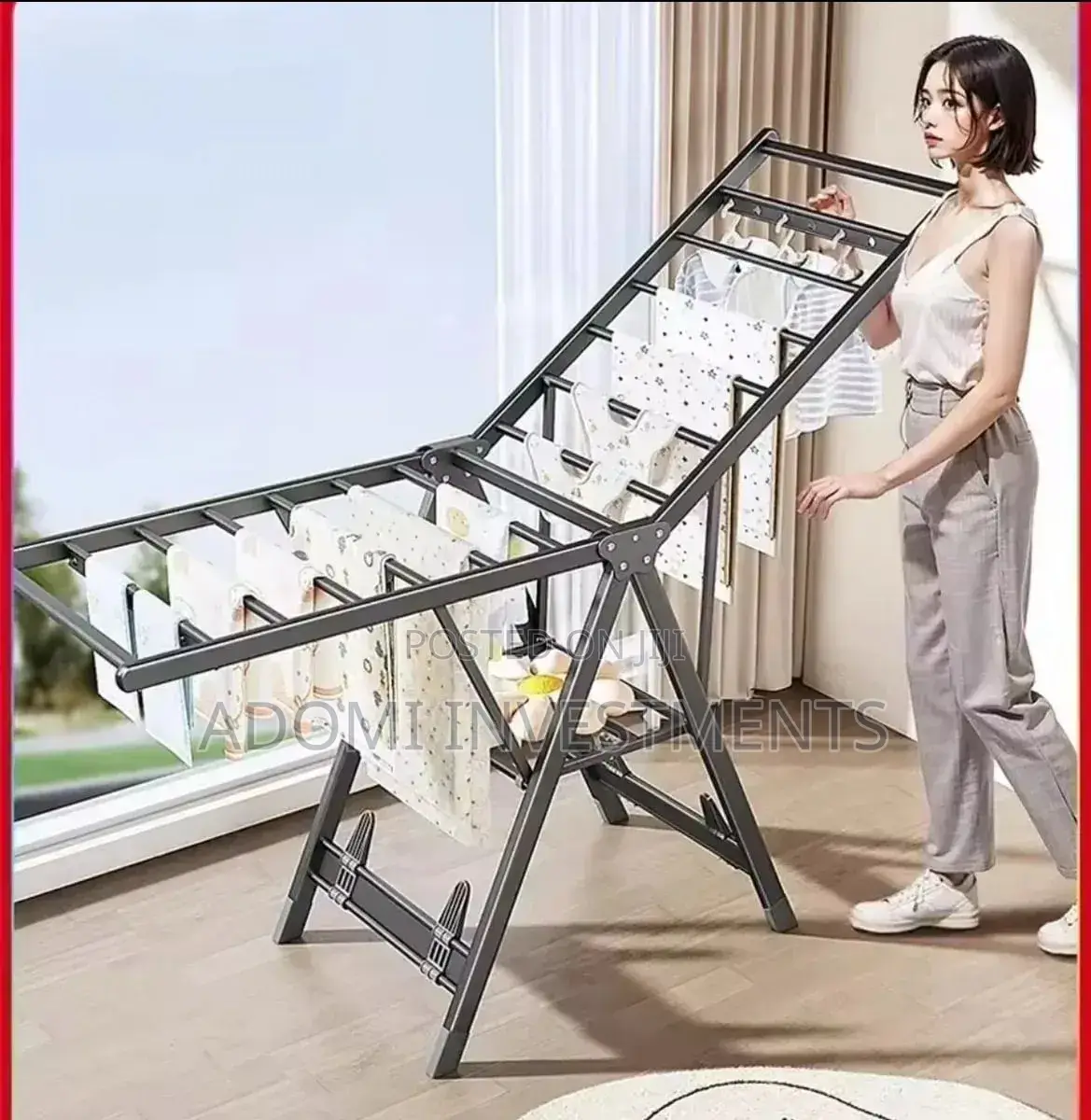 Foldable Heavy Clothes Drying Rack With Wheels