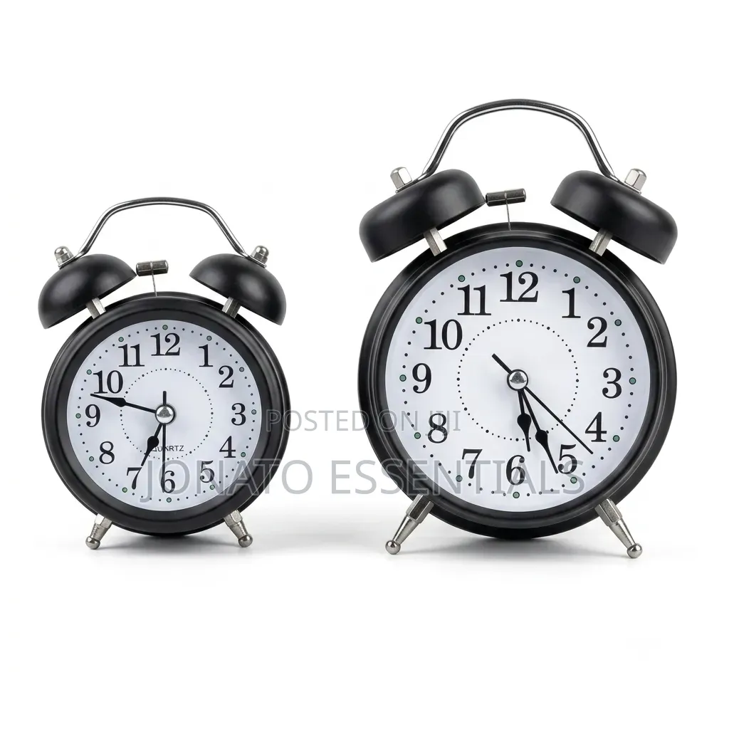 Loud Twin Bell Alarm Clock for Heavy Sleepers - Matte Black