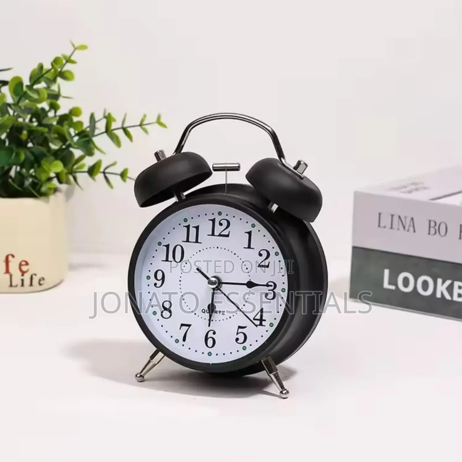 Loud Twin Bell Alarm Clock for Heavy Sleepers - Matte Black