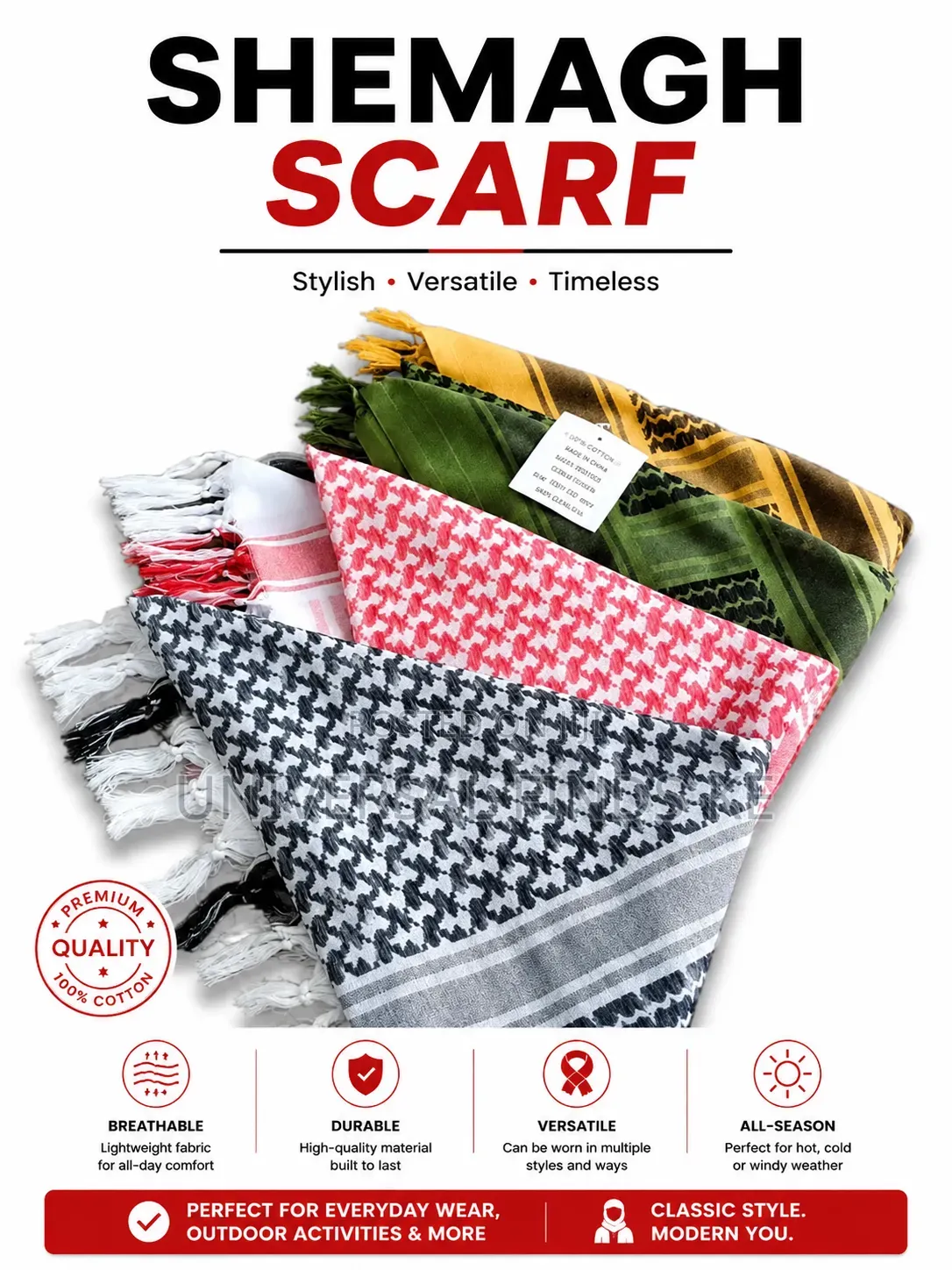 Arafat Keffiyeh Scarf – Lightweight Tactical Desert Head Wrap Head