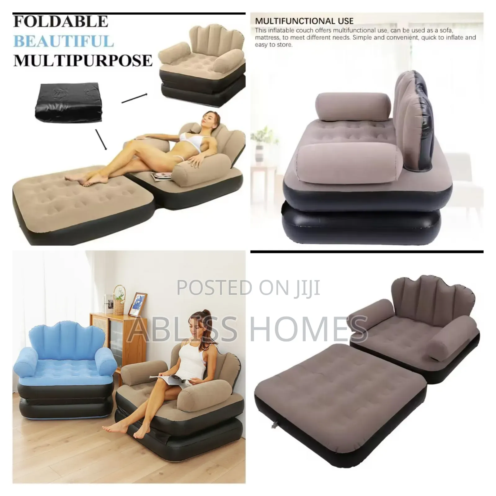 5 In 1 Inflatable Couch Lazy Sofa Bed With L-shaped
