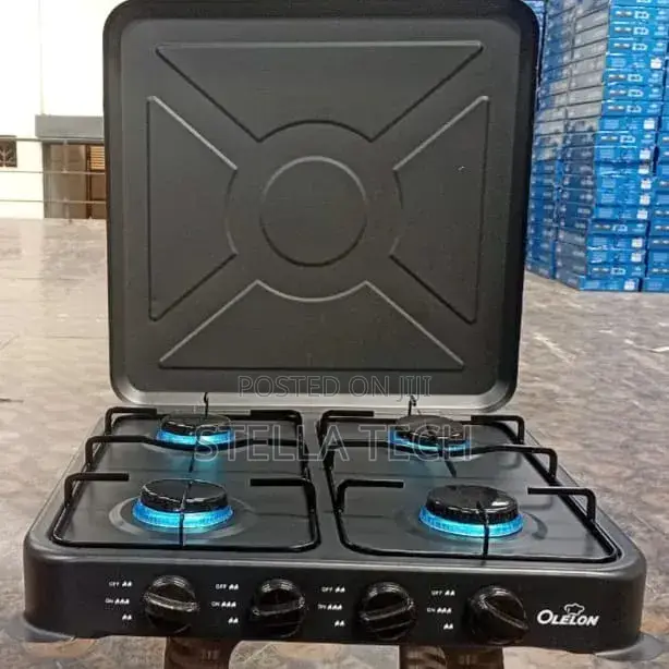 Olelon 4 Burner Gas Stove Cooker With Cover Lid