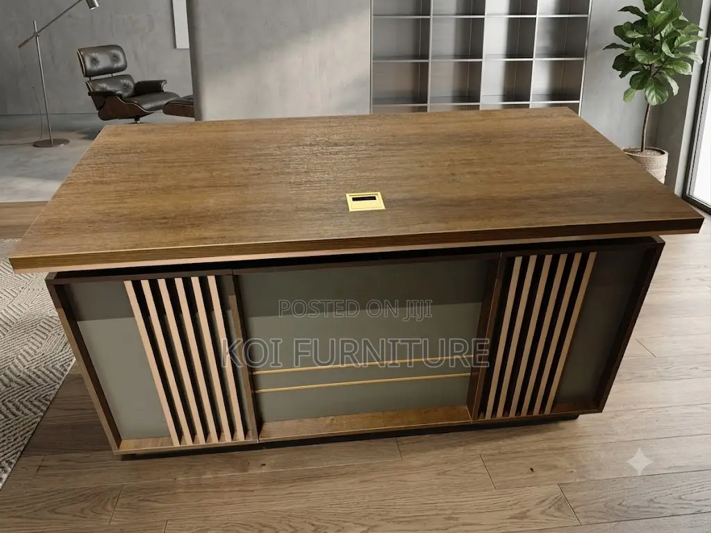 Office Desk; 1.4 Meters Executive Brown-Golden Office Desk
