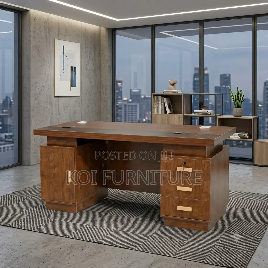 Office Desk; 1.4 Meters Executive Brown-Golden Office Desk