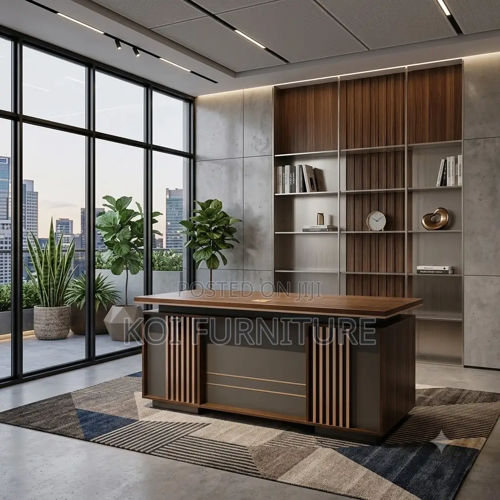 Office Desk; 1.4 Meters Executive Brown-Golden Office Desk