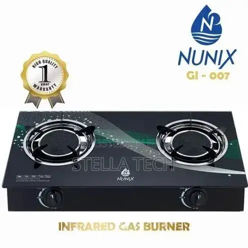 Nunix 2 Burner Low Gas Consumption Glass Top Table Infrared Cooker