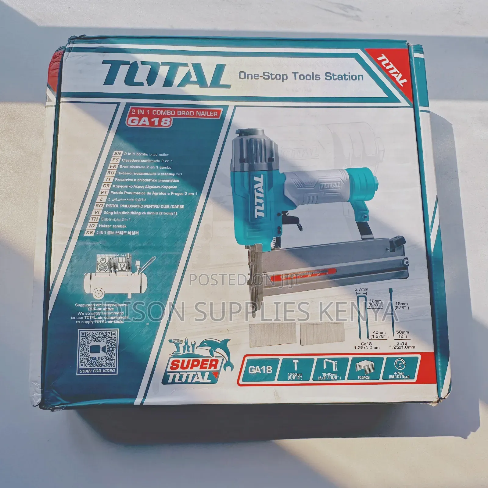 Total 2 In 1 Combo Brad Nailer Air Stapler Pneumatic Staple Gun