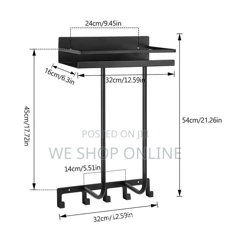 Bathroom Towel Holder With Metal Shelf and 5 Hooks