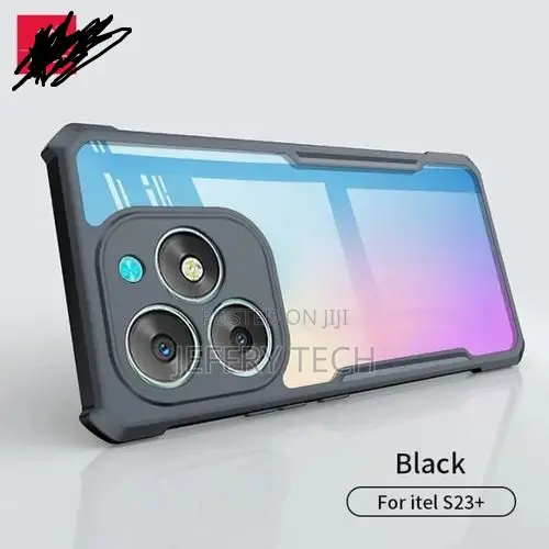 Itel S23 Plus(+) Transparent, Clear and Colorless With Black Edges Cas