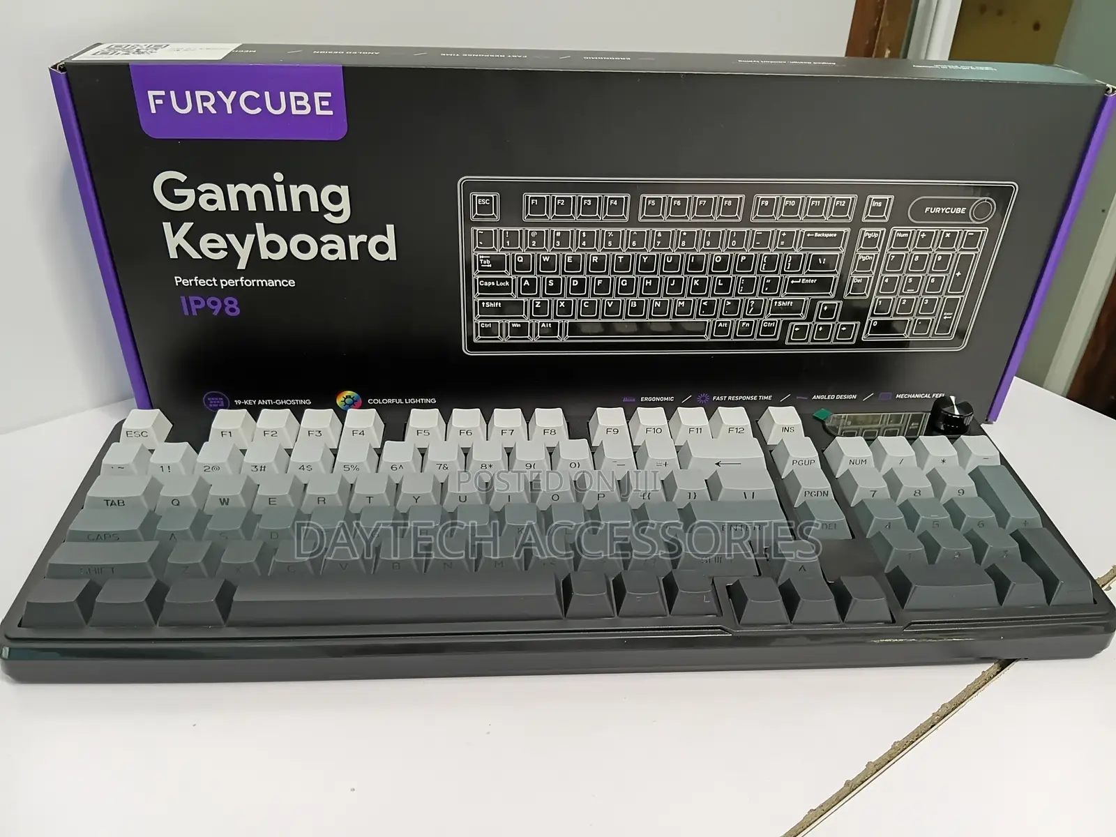 Furycube Ip98 Wired Gaming Membrane Keyboard RGB Translucent.