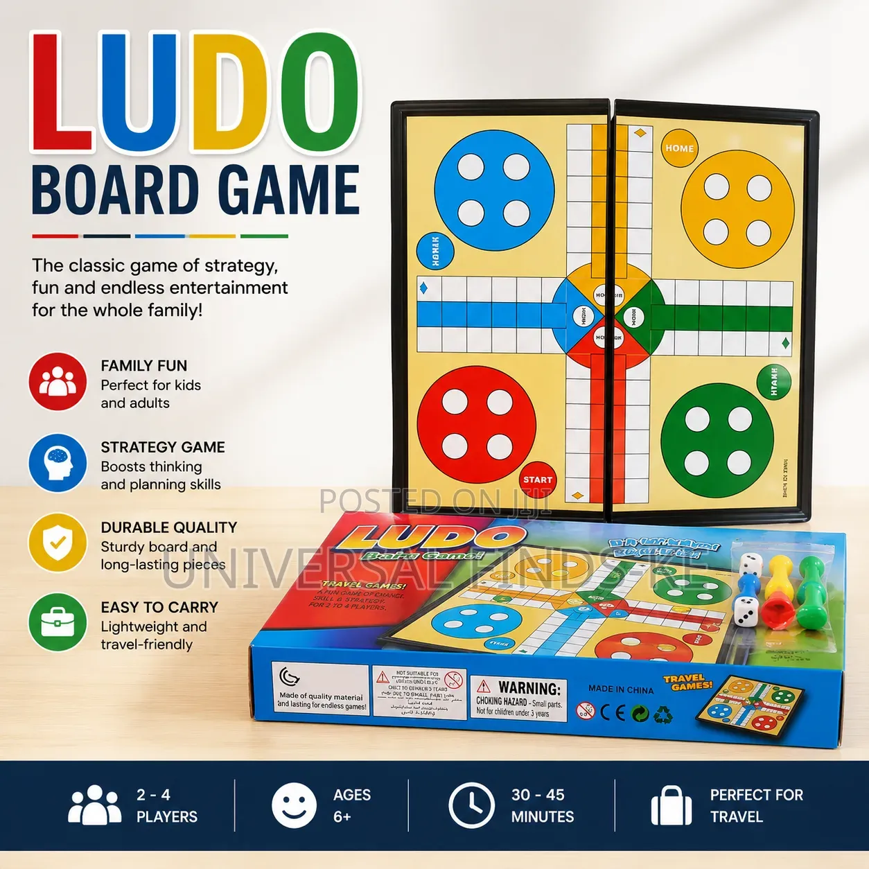 Ludo Board Game – Classic Foldable Family Strategy Board Game