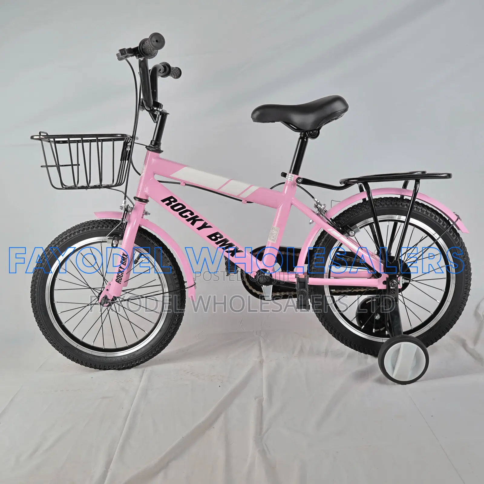 Rocky 16" Kids Bicycle With Basket Training Wheels – Pink