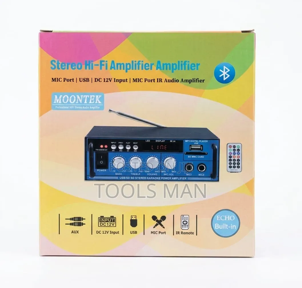 Moontek Stereo Hi-Fi Bluetooth Karaoke Amplifier With Remote.