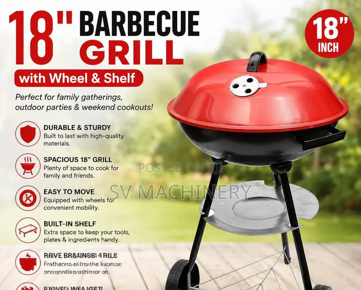 Heavy Duty 18" Barbecue Grill
