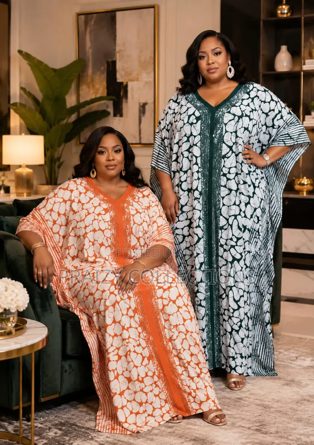Premium Printed Moroccan Kaftan/Boubou Maxi Dress – Elegant Free Size