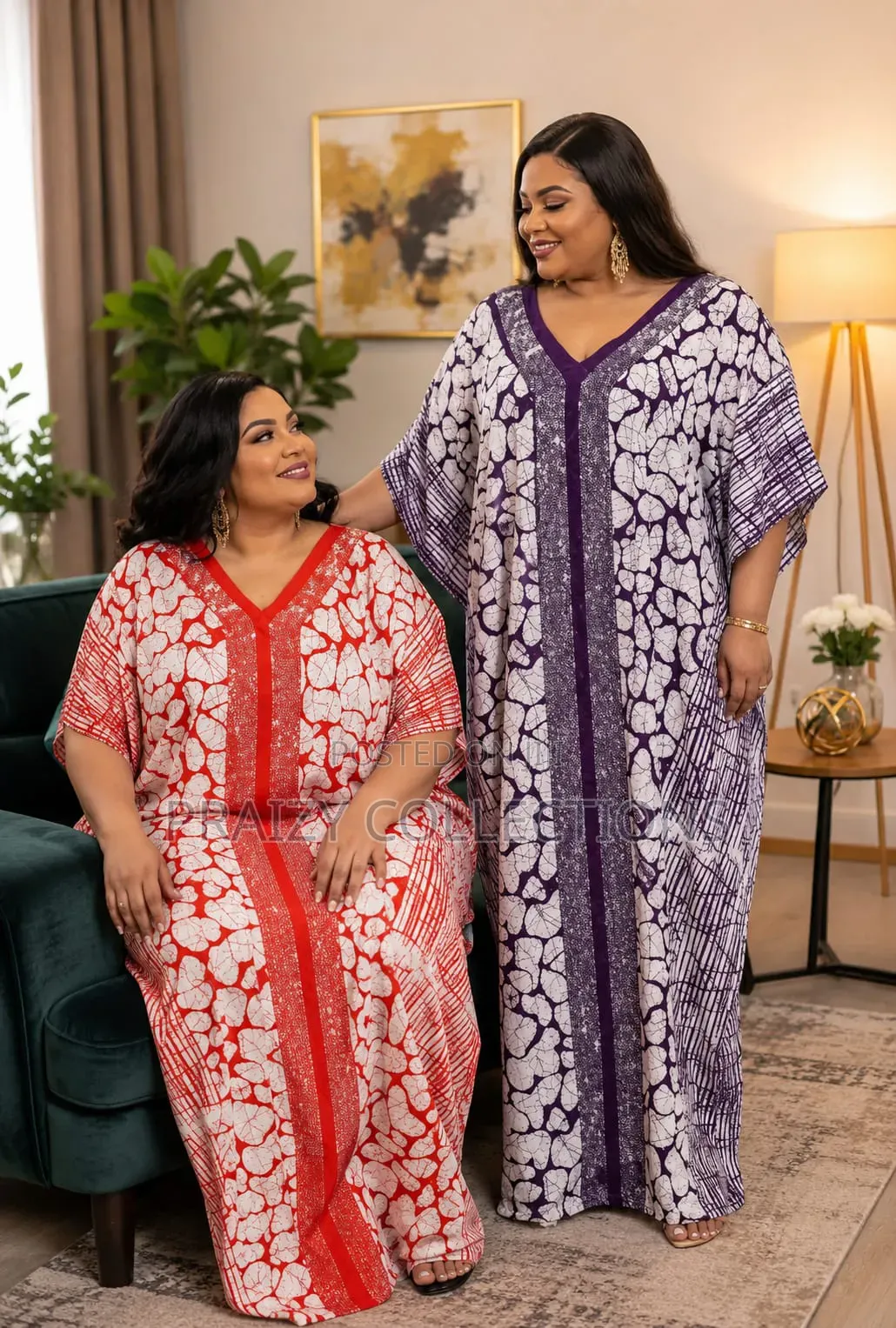 Premium Printed Moroccan Kaftan/Boubou Maxi Dress – Elegant Free Size