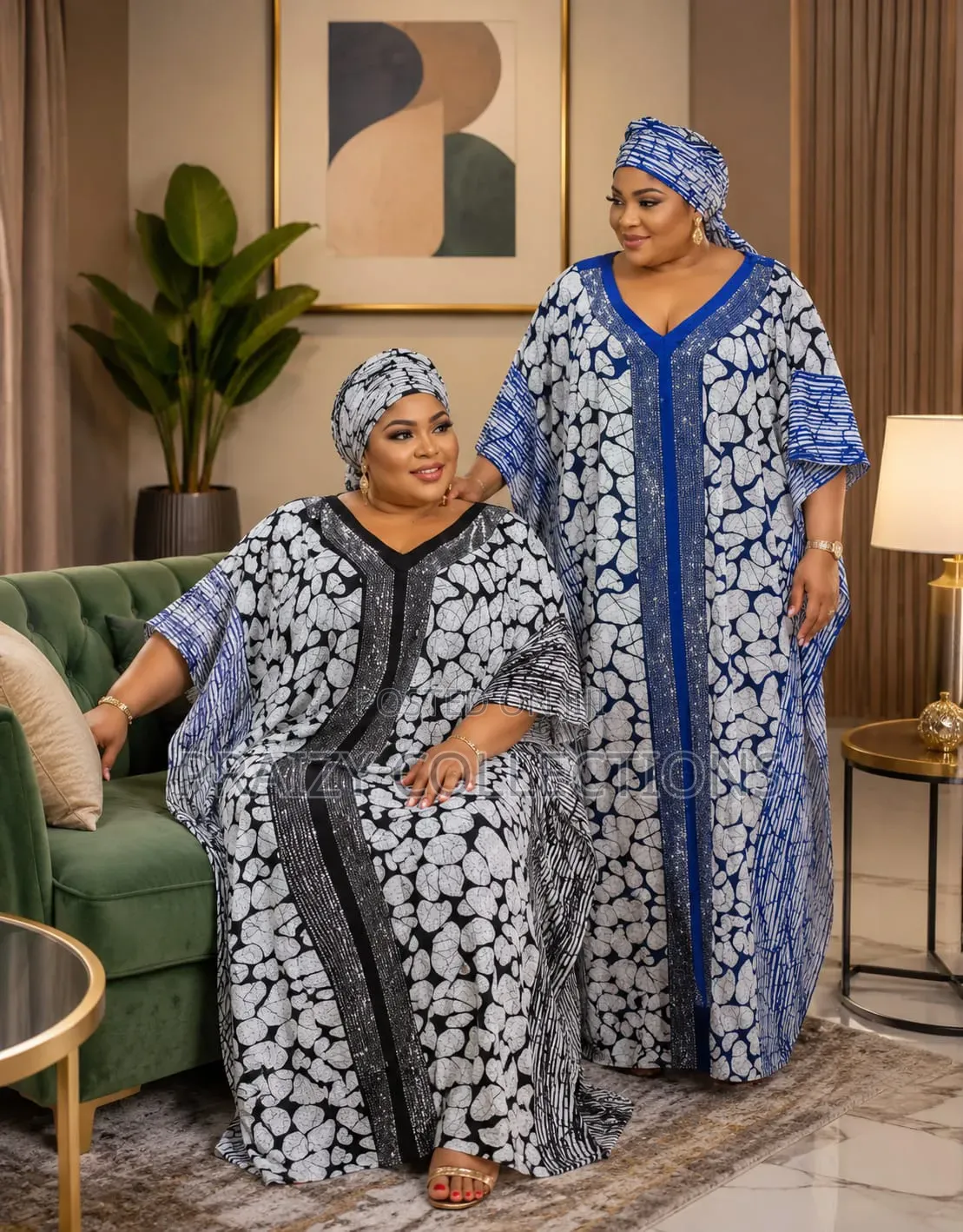 Premium Printed Moroccan Kaftan/Boubou Maxi Dress – Elegant Free Size