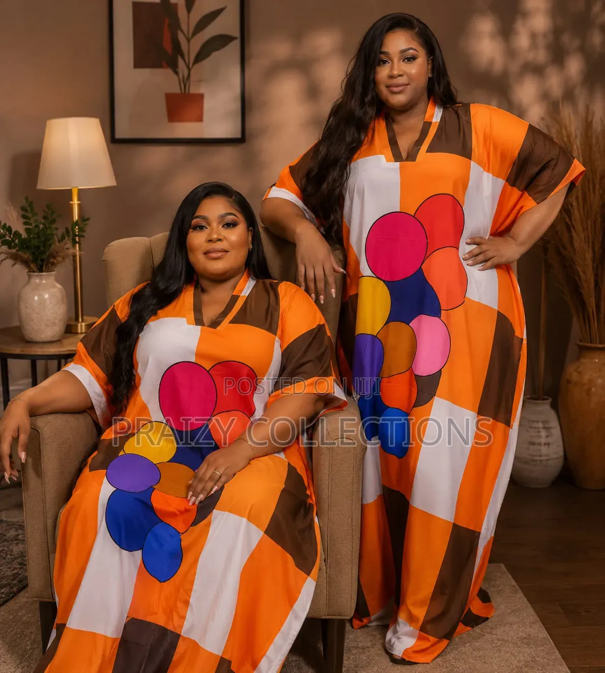 Premium Abstract Print Kaftan Maxi Dress – Free Size Elegance