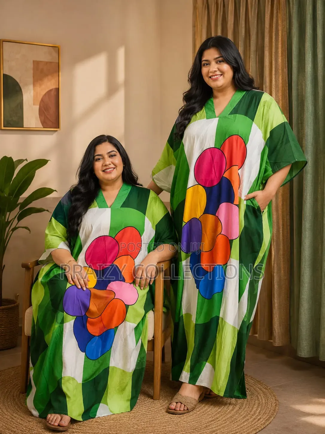 Premium Abstract Print Kaftan Maxi Dress – Free Size Elegance