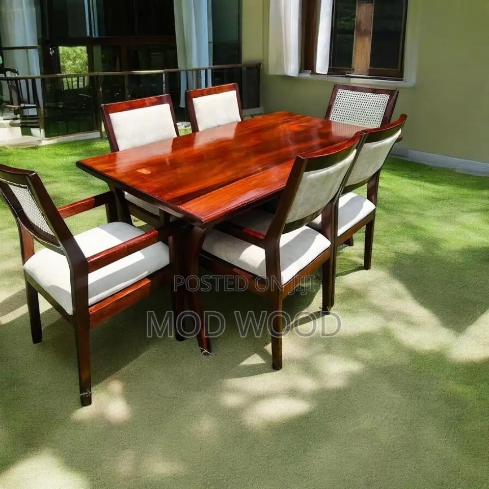 Elegant 6-Seater Wooden Dining Set – Modern Comfort, Timeless Style