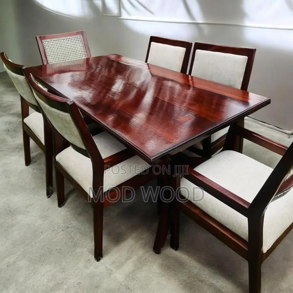 Elegant 6-Seater Wooden Dining Set – Modern Comfort, Timeless Style