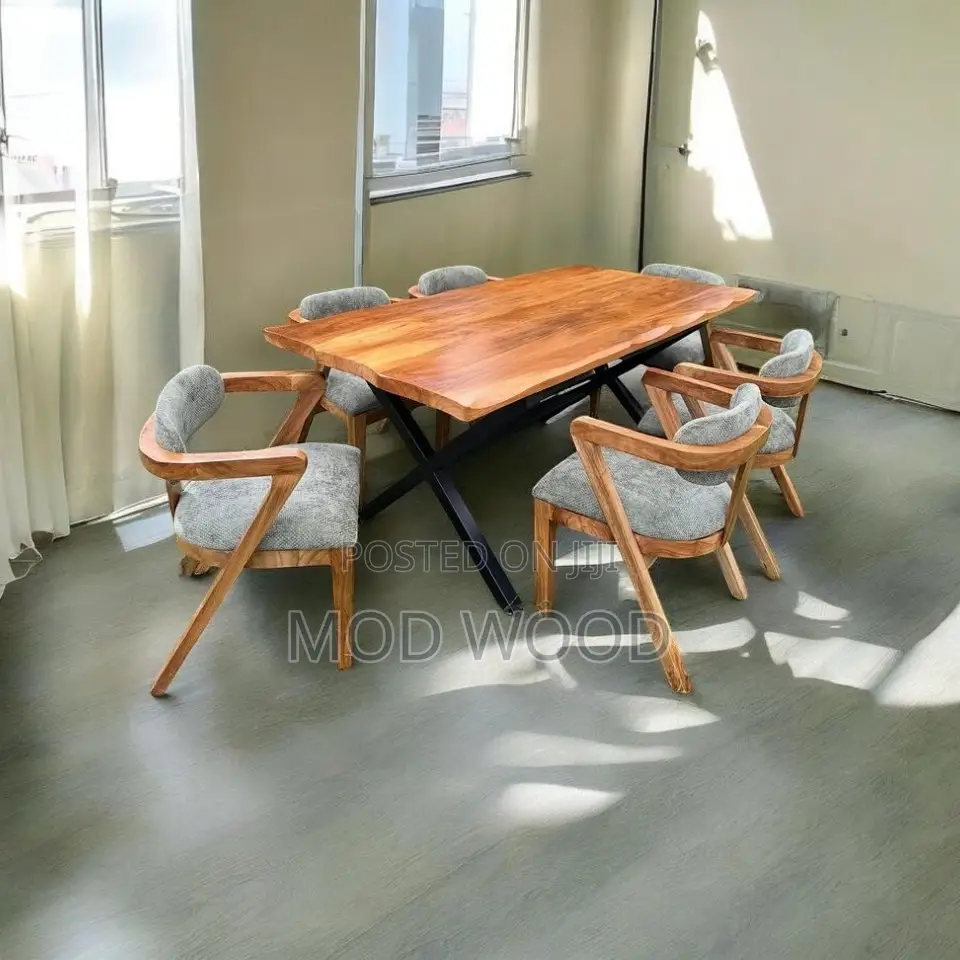 Premium Live-Edge 6-Seater Dining Set – Modern Elegance in Solid Wood