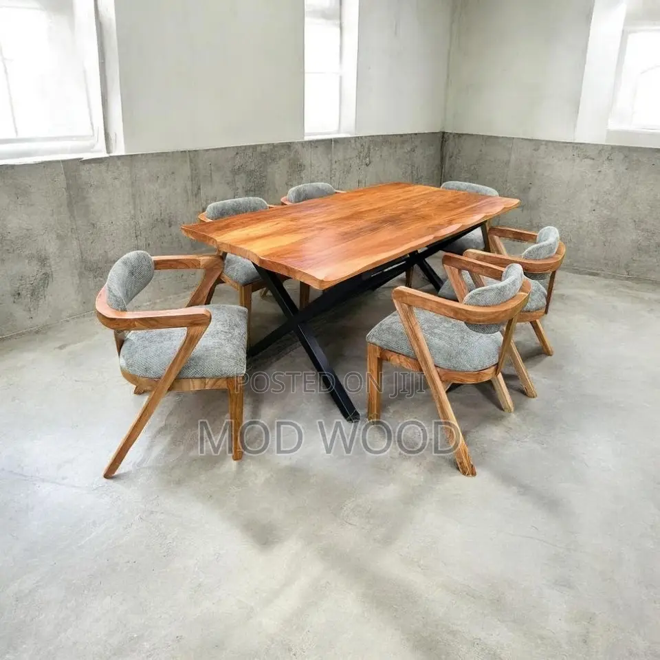 Premium Live-Edge 6-Seater Dining Set – Modern Elegance in Solid Wood
