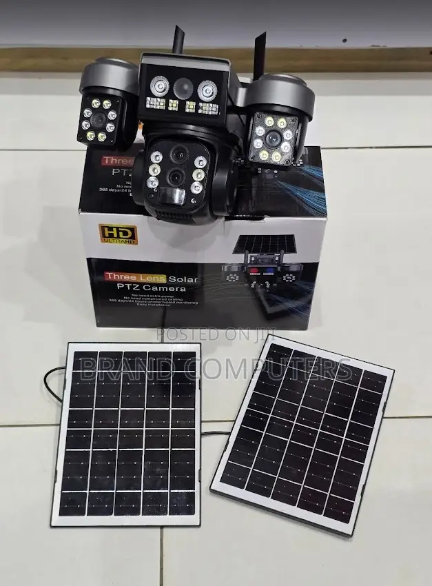 V380 4g Simcard Triple Lens Solar PTZ Camera With Dual Panels