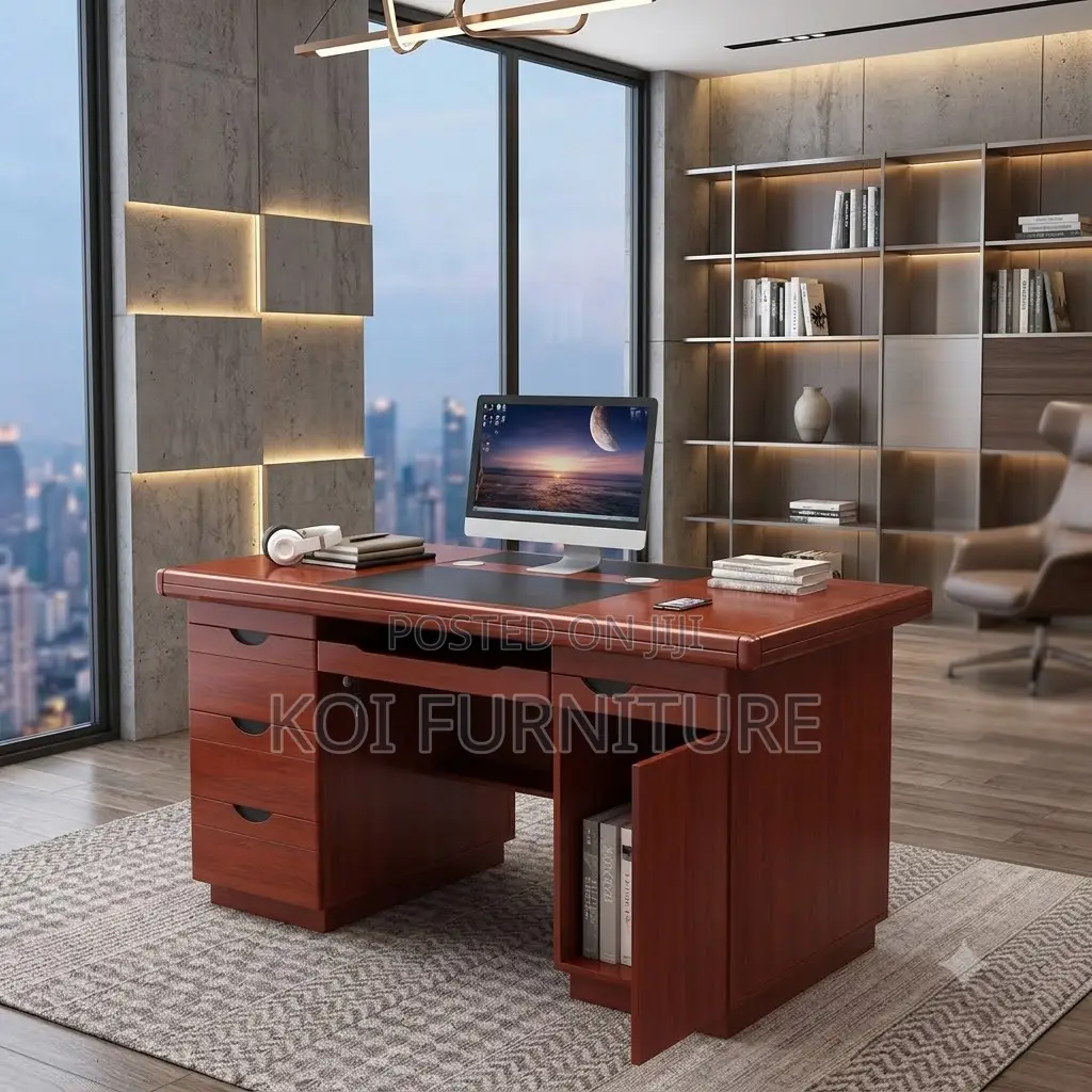 Office Desk; 1.4 Meters Mahogany 
Modern Rectangular