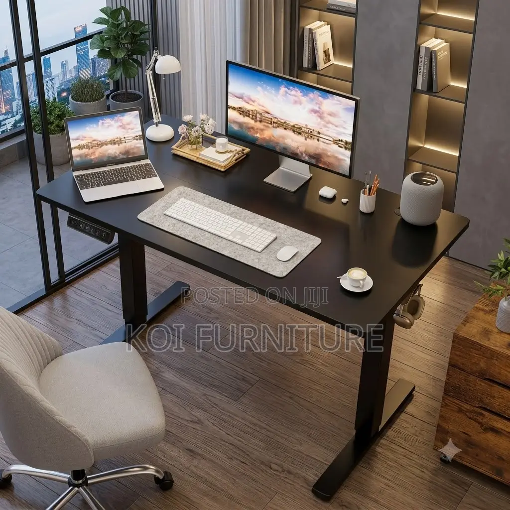 Office Desk; 1.2 Meters Computer White Adjustable Height Table