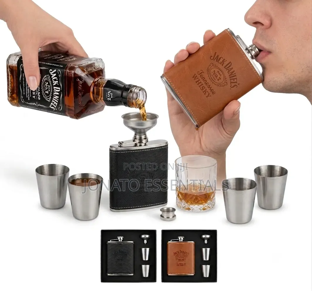 Jack Daniels Hip Flask Gift Set With 2 Shot Cups Funnel