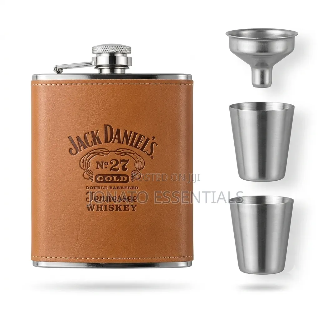 Jack Daniels Hip Flask Gift Set With 2 Shot Cups Funnel