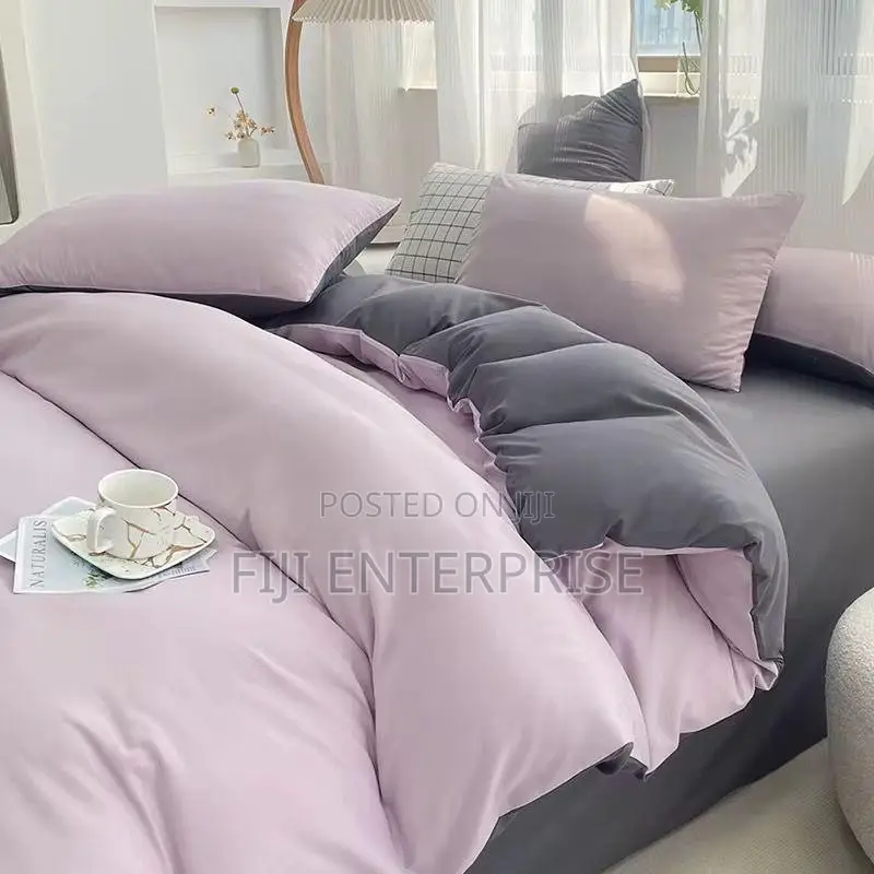 Quality Plain Double-Sided Cotton Duvet Cover Set –