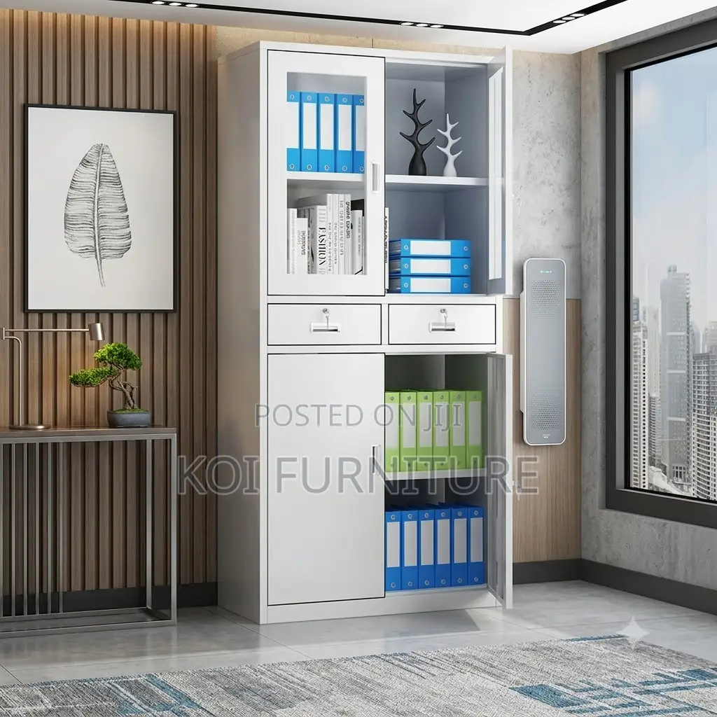 Office Caboinet; Two Doors Steel Grey Colored Filing Docs Cabinet