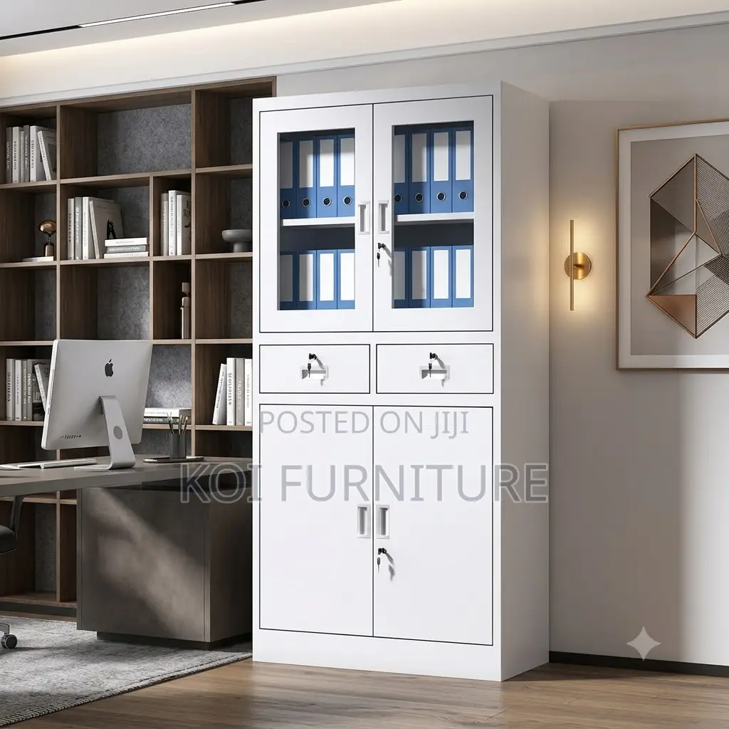 Office Caboinet; Two Doors Steel Grey Colored Filing Docs Cabinet