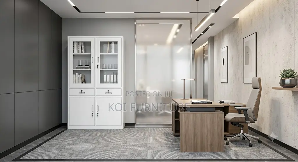 Office Caboinet; Two Doors Steel Grey Colored Filing Docs Cabinet