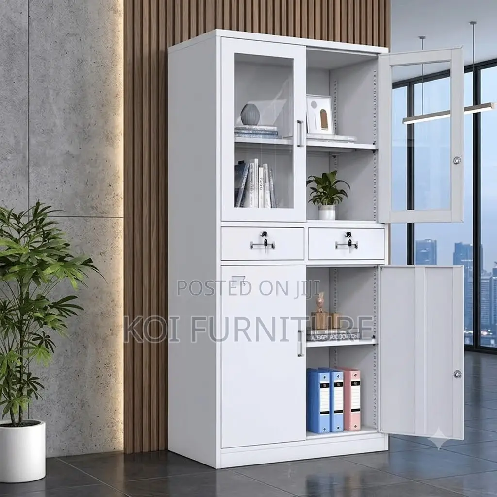 Office Caboinet; Two Doors Steel Grey Colored Filing Docs Cabinet