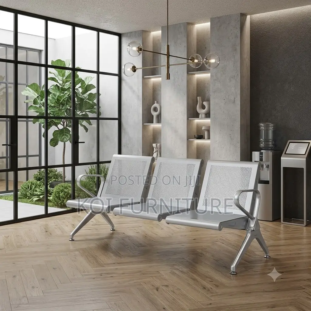 Office Bench; Three Seaters Metallic Grey- Office Front Benches
